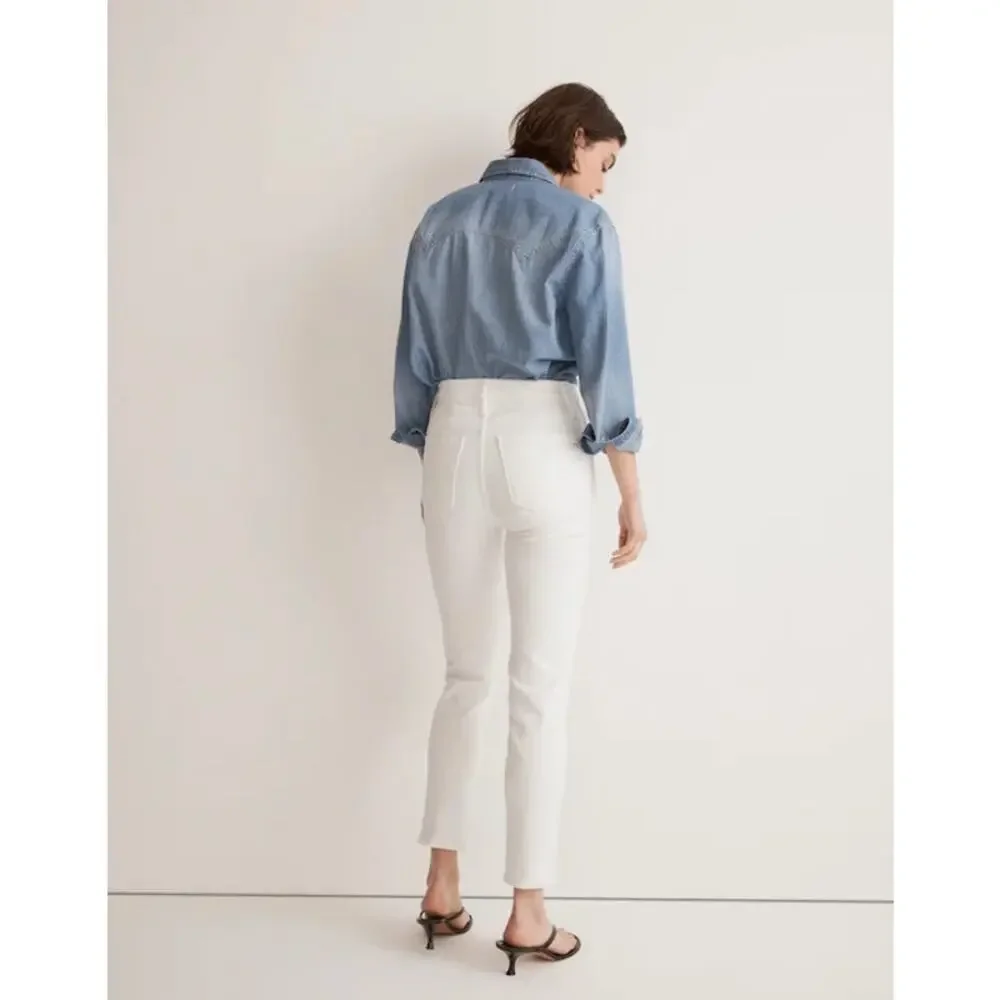 MADEWELL Stovepipe Jeans Pure White Size 28 High Rise Capsule Wardrobe Classic